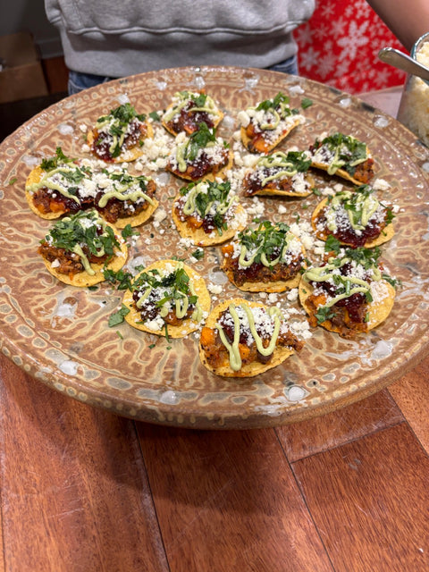 Chipotle Quinoa Sweet Potato Tacos with Roasted Cranberry Salsa