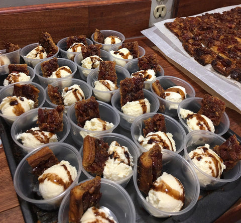 Maple Bacon Crack on Vanilla Ice Cream with Chipotle Olive Oil & Maple Bourbon Balsamic Vinegar Drizzle