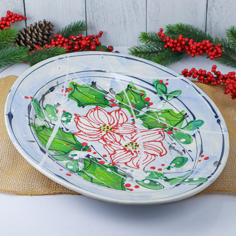 Large Oval Platter Poinsettia