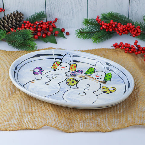 Small Oval Server Snowmen