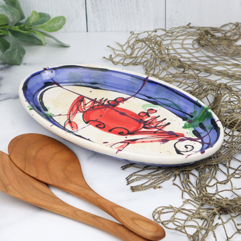 Small Oval Server- Blue Crab