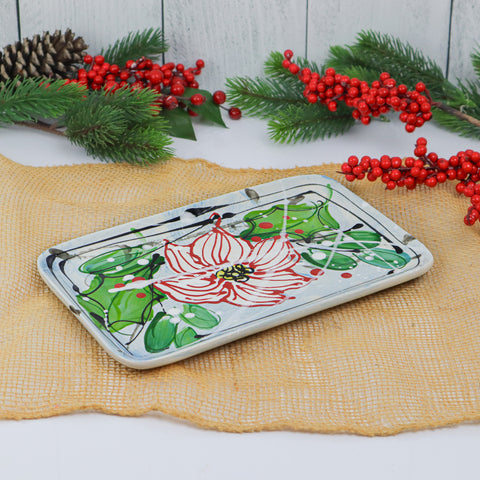 Rectangle Plate Poinsettia
