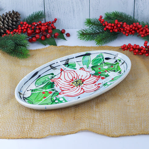 Small Oval Server Poinsettia