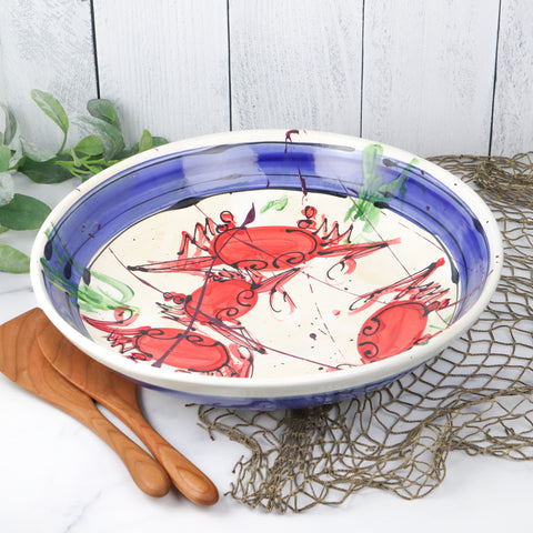 Large Low Bowl- Blue Crab