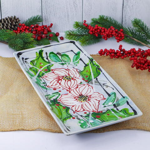 Large Rectangle Server Poinsettia