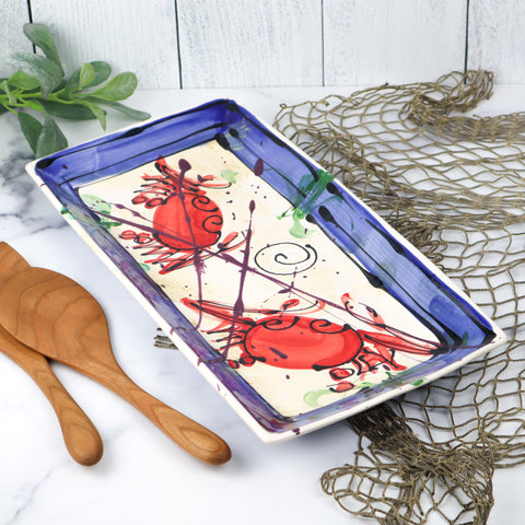 Rectangular Server- Blue Crab