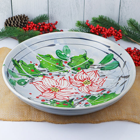 Large Low Bowl Poinsettia