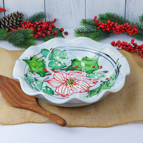 Scalloped Baker Bowl- Poinsettia