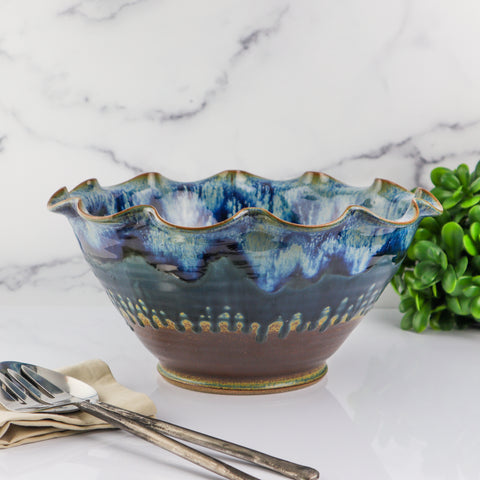 Large Fluted Bowl- Blue