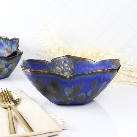 Large 5 Side Geo Stack Bowl- Blue