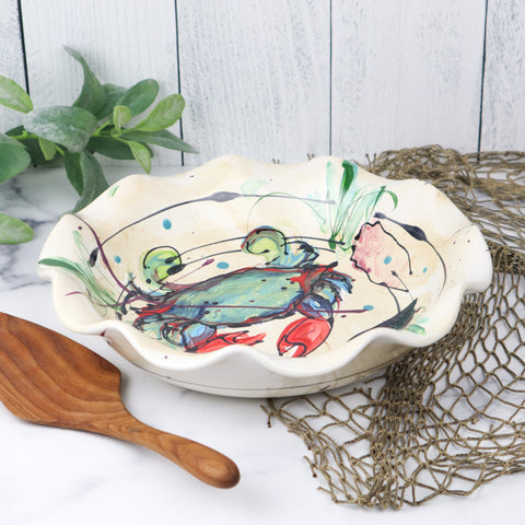 Scalloped Baker Bowl- Bay Crab