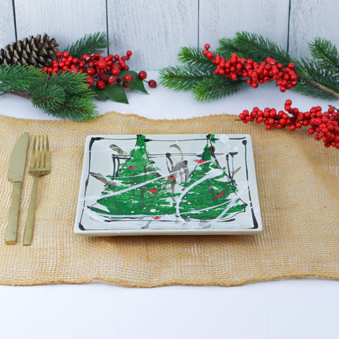 Square Plate 8" Tree