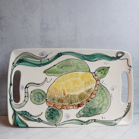Rectangle Handle Tray- Turtle