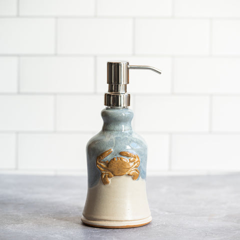 Ceramic soap dispenser with a crab design