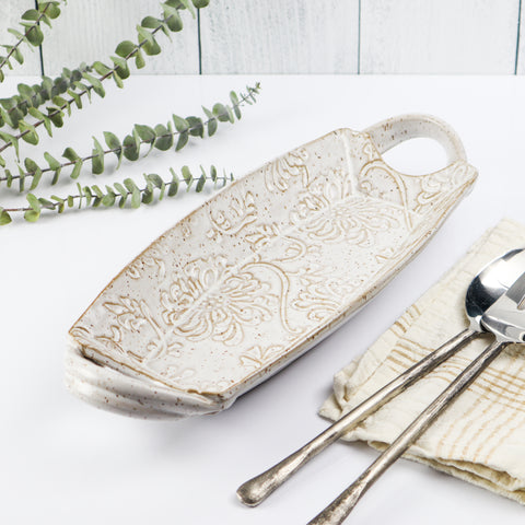 Curved Rectangular Tray - Chrysanthemum