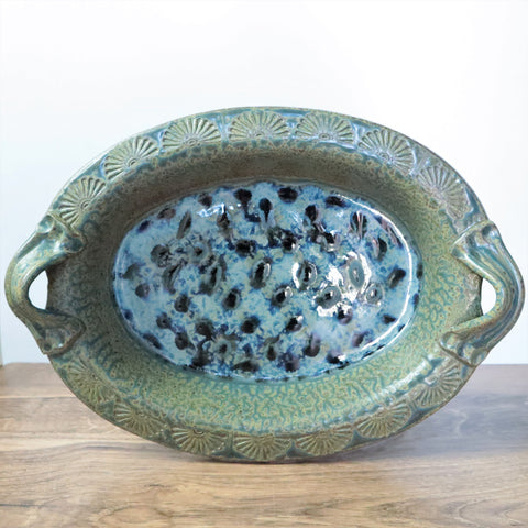 Oval Baking Dish With Handles- Blue