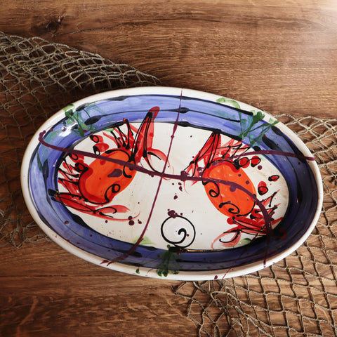 Small Oval Server- Blue Crab