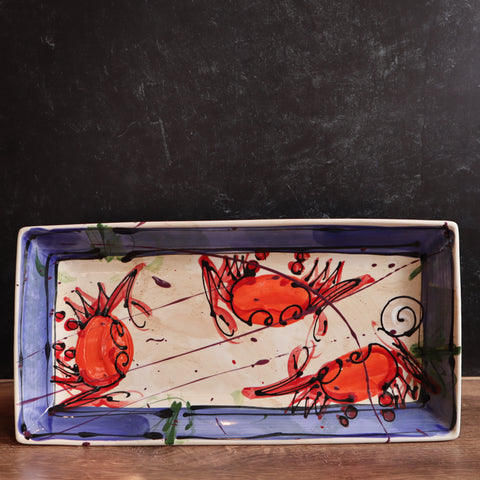 Rectangular Server- Blue Crab