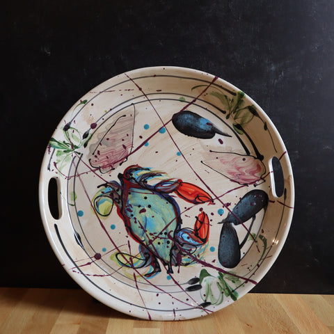 Large Round Tray- Bay Crab