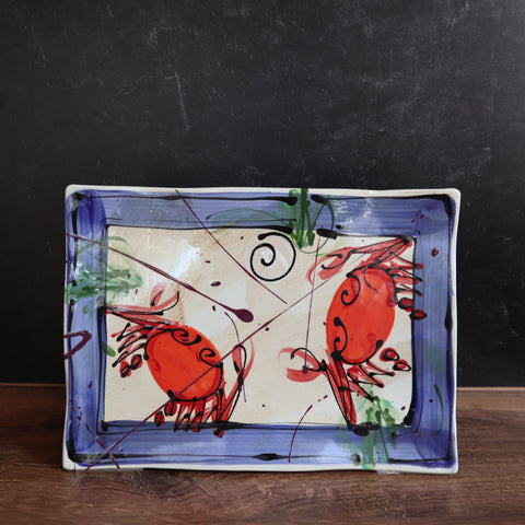 Medium Wavy Dish- Blue Crab