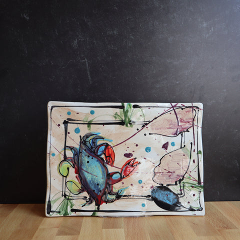 Medium Wavy Dish- Bay Crab