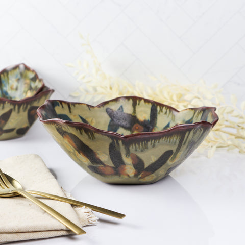 Large 5 Side Geo Stack Bowl- Green