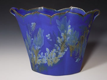 Large Tall Cloud Lotus Vase- Blue