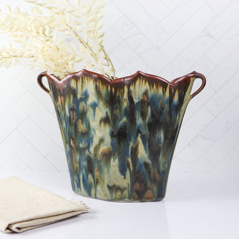 Large Tall Cloud Lotus Vase- Green