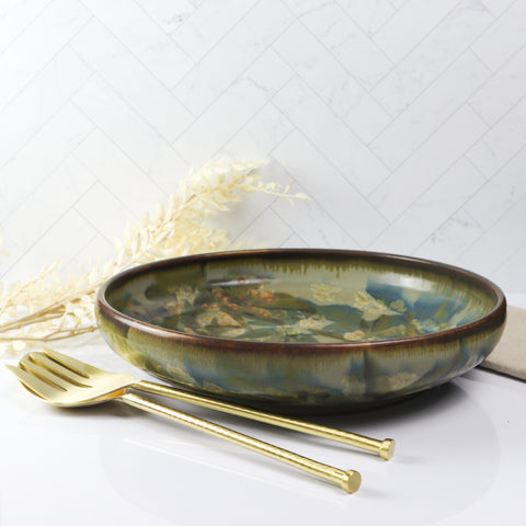 Medium Serving Flat Sided Bowl- Green