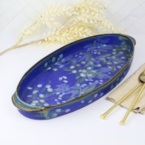 Extra-Large Oval Handled Tray- Blue