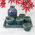 Sake Set With 5 Cups- Green