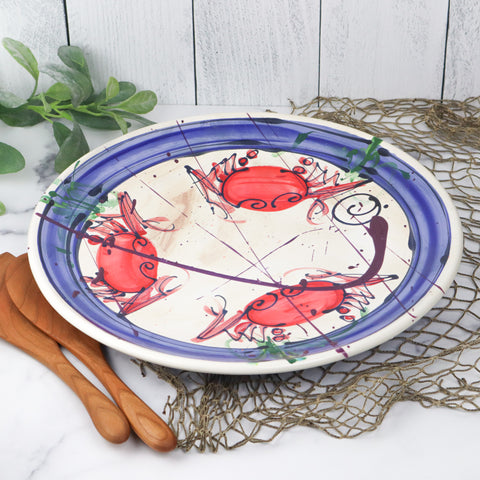 Large Round Platter- Blue Crab