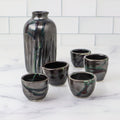 Sake Set With 5 Cups- Black
