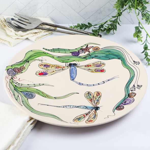 Large Round Coupe Platter- Dragonfly