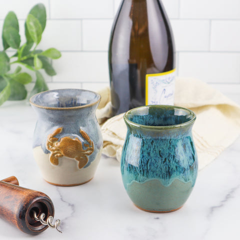Blue Crab Wine Bottle Holder / Utensil Holder / Vase