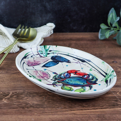 Small Oval Server- Bay Crab