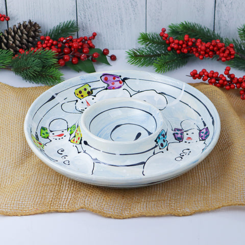 Round Chip & Dip Snowmen