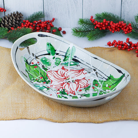 Oval Scoop Serv Poinsettia