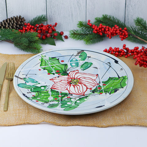 Medium Round Platter Poinsettia