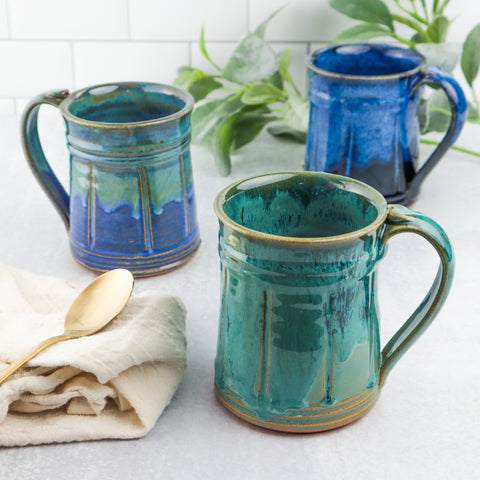 Pottery Latte Mug - Turquoise and Toast