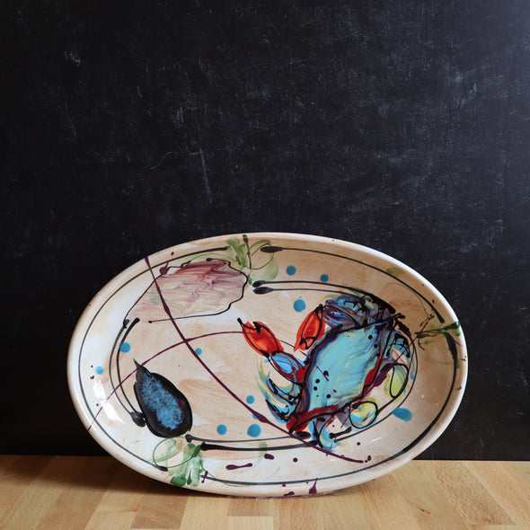 Small Oval Server- Bay Crab